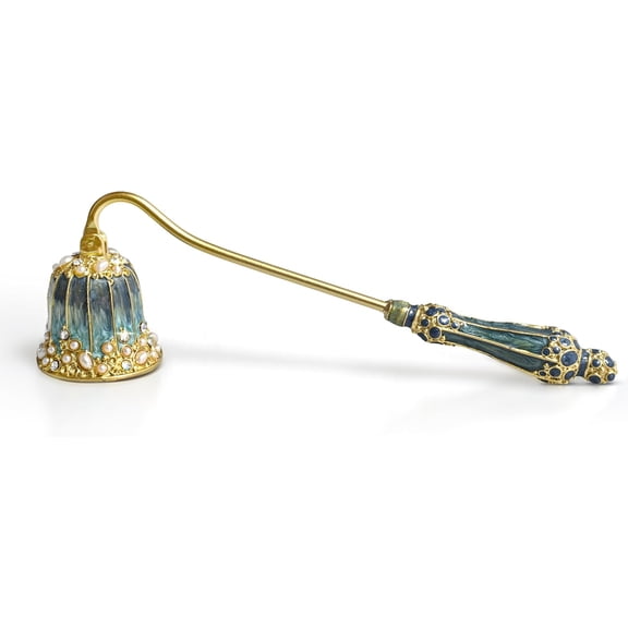 Elegant Royal-Style Candle Snuffer with Pearl Inlay, Metal Handle for Safe and Stylish Candle Extinguishing (Royal Turquoise)