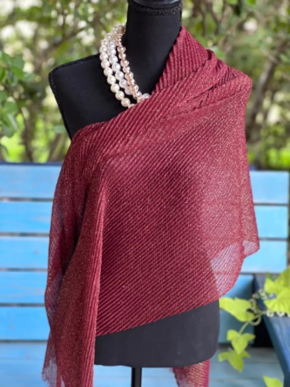 Elegant Ruby Red Shawl for Timeless Style - Perfect Accessory for All Seasons | Durable Lightweight Warp|SOL24A340