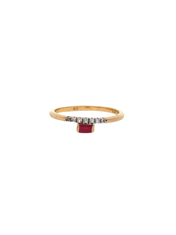 Elegant Ruby and White Topaz Silver Ring Minimalist Sparkling Fine Jewelry Gift for Women