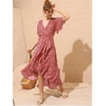 thumbnail image 1 of Elegant Ruffle Dot Summer Belt Irregular Hem Dress Maxi, 1 of 1