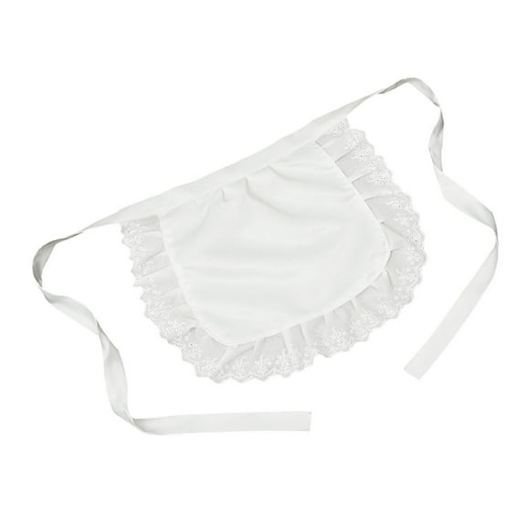 Ruffled White Waist Apron for Women Stylish Half Apron Cooking Baking Adjustable Ties Durable Fabric