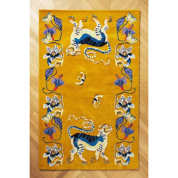 Elegant Rug Store Handmade tufted carpet pure woolen thick Pictorial Area Rug for Living Room 4X6FT