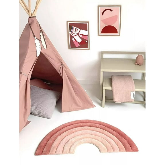 Elegant Rug Store Irregular Half Moon Design Thick Hand Tufted Carpet Decorative Rug Pure Woollen