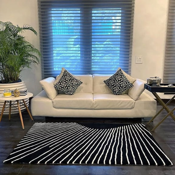 Elegant Rug Store Modern handmade Tufted carpets Zibra Stripped Style 100% Wool Area Rugs