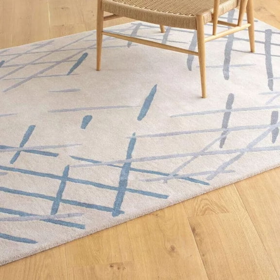 Elegant Rug Store Plain Modern Lining Pure Woollen Thick Hand Tufted Rugs