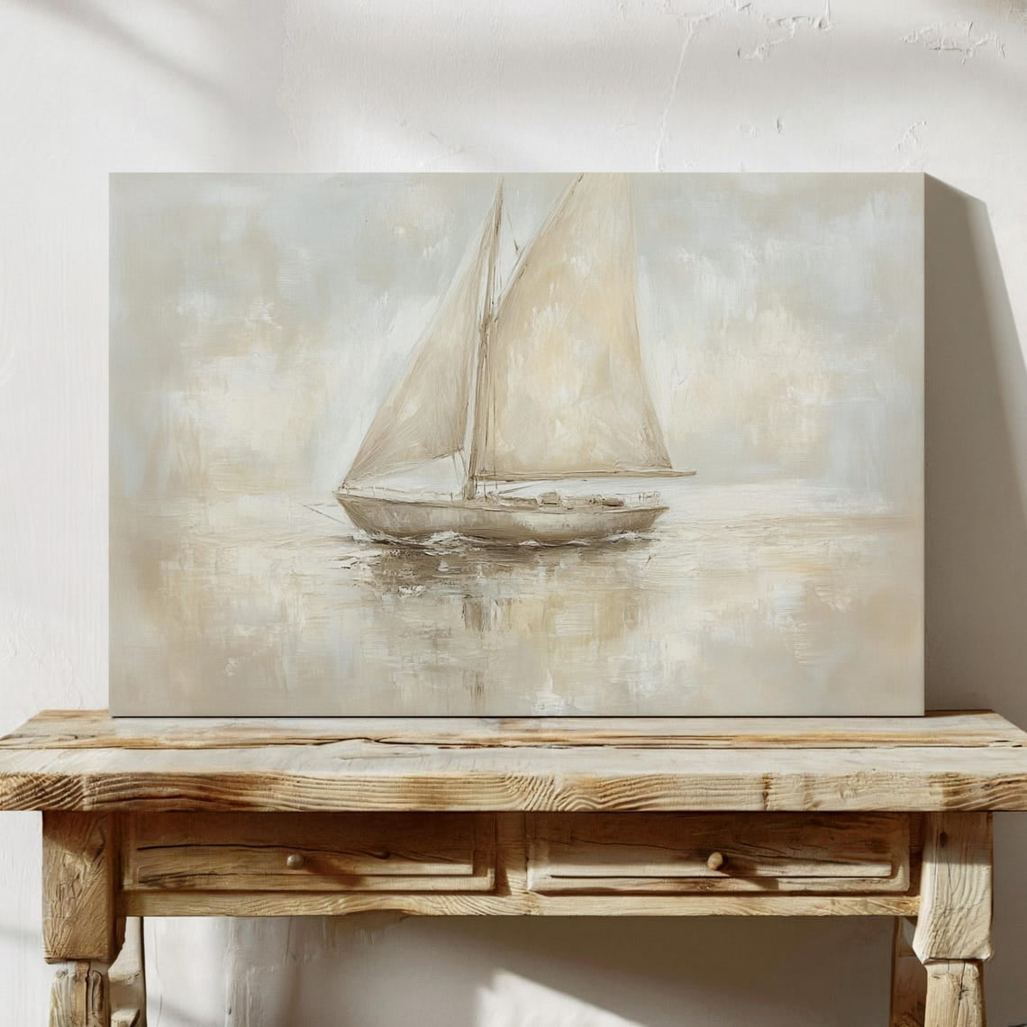 Elegant Sailboat Wall Art Print, Neutral Nautical Painting, Minimalist ...