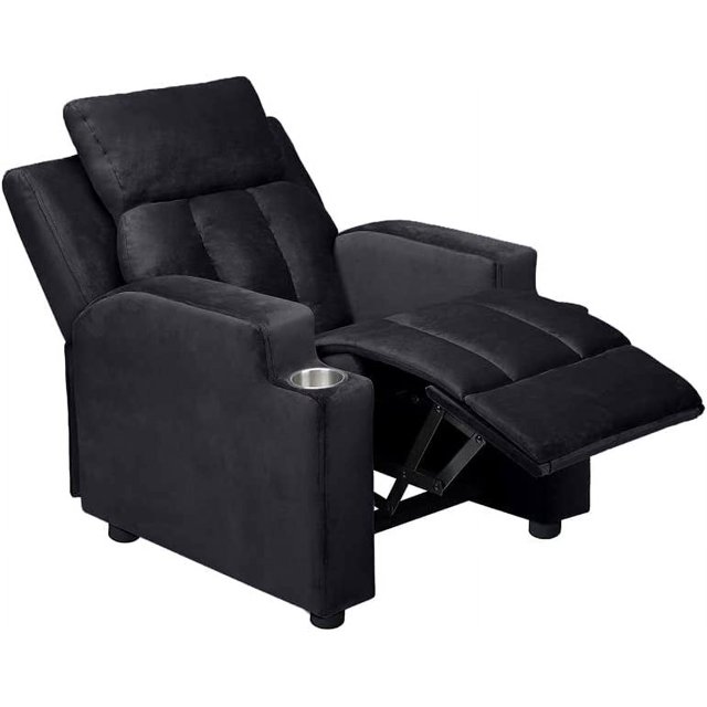 Elegant Sally Deluxe Kids Recliner Chair with Footrest & 2 Cup Holders, Push Back Toddler