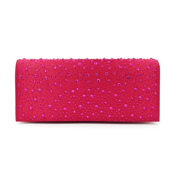 Elegant Satin Flap Crystal Clutch Evening Bag