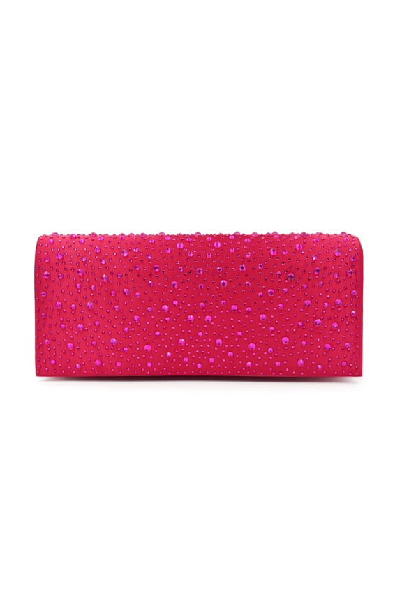 Elegant Satin Flap Crystal Clutch Evening Bag