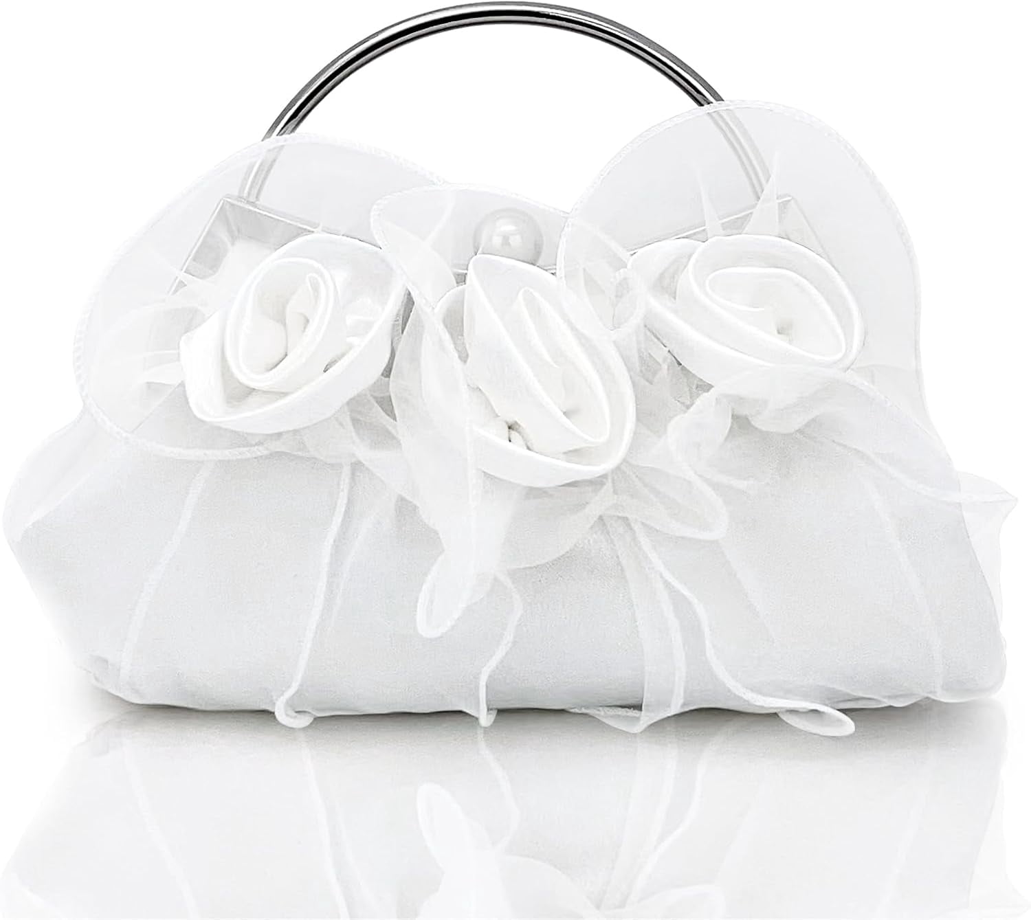 Elegant Satin Floral Clutch Purse with Detachable Chain Strap for Wedding, Prom, and Evening Parties – Bridesmaid, Betrothed, and Evening Bag for Women