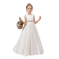 thumbnail image 1 of Elegant Satin Flower Girl Dress with Lace Back for Weddings Parties and Special Occasions Beautifully Designed Girls Formal Party Dress (10 -11Years）, 1 of 8