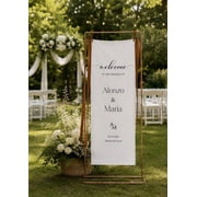 Elegant Satin Wedding Welcome Sign, Personalized Event Banner, Bridal Shower Engagement Decor Gift