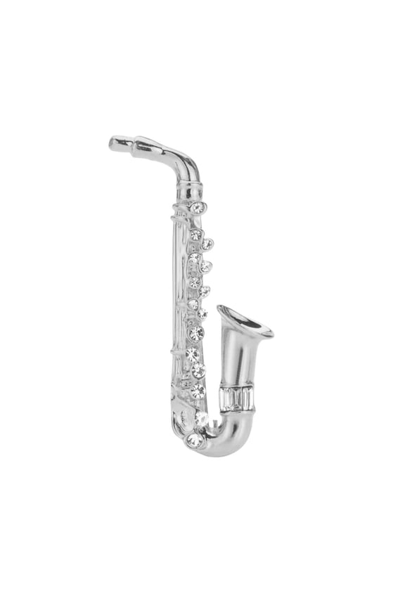 Elegant Saxophone Brooch Collar Pin with Rhinestones Crystal Accessory Collar Lady Brooches Photo Props