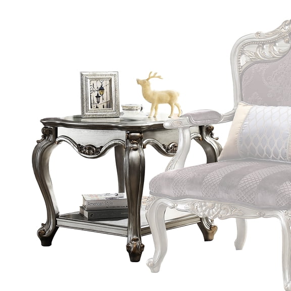 Elegant Scalloped Design with Storage - Enhance Your Primary Living Space with a Traditional Square End Table