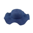thumbnail image 1 of Elegant Scalloped Edge Sun Hat Wide Brim Straw Beach Cap Foldable Summer UV Protection Headwear Navy, 1 of 3