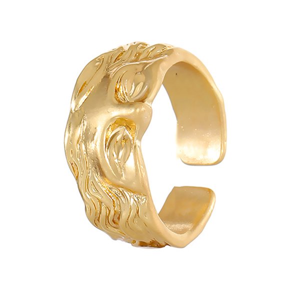 Elegant Sculpture Open Rings Fashionable Half Face Open Rings Jewelry for Women Adjustable Vintage Accessory