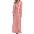 thumbnail image 1 of Elegant Sequin Long Sleeve Evening Gown Women's Formal Party Dress Sparkly Floor Length Gown for, 1 of 2