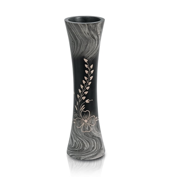 Elegant Shadows Floral Garden Gray and Black Mango Tree Wooden Vase