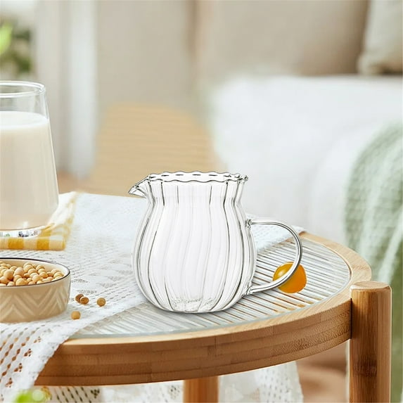 Elegant Shaped Glass Creamer Coffee Milk Creamer Pitcher/Serving Pitcher/ Pitcher/Milk Creamer Jug For Kitchen/ Cup Ba