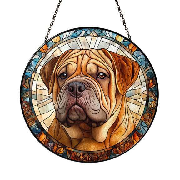 Elegant Shar Pei Dog Portrait Stained Glass Window Suncatcher, Iconic Wrinkled Canine Artwork for Home Decor, Special Gift for Animal Enthusiasts