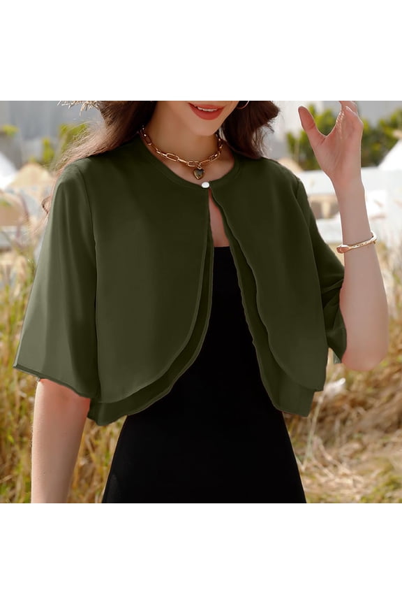 Elegant Shawl Women’s Silk Quilted Vest Thin Sleeve Jacket Cardigan Wedding Cover Dress Beach, M, Green
