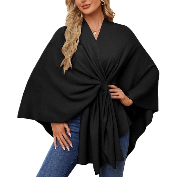 Elegant Shawl Wraps Soft Open Front Poncho Sweater, Women's Elegant Solid Color Cape Shawl for Spring Fall Winter