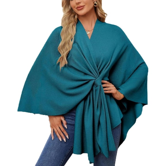 Elegant Shawl Wraps Soft Open Front Poncho Sweater, Women's Elegant Solid Color Cape Shawl for Spring Fall Winter