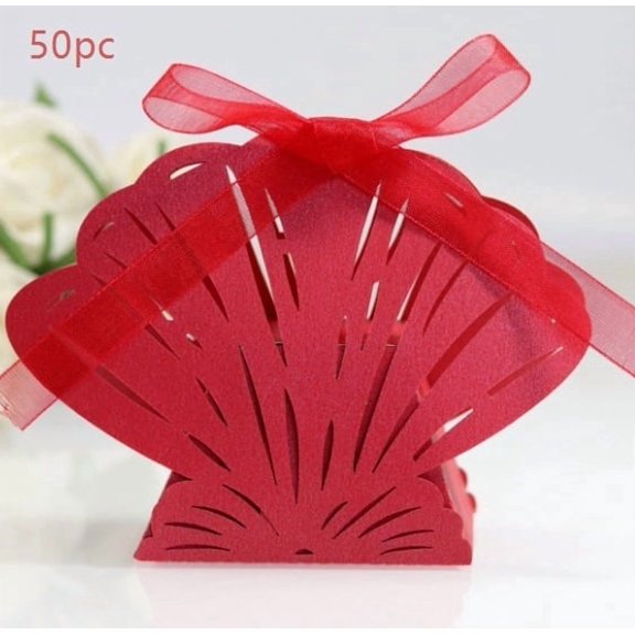 Elegant Shell Flower Wedding Candy Box - Laser Cut Sweet Memory Box for Wedding Decorations