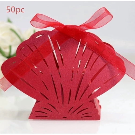 Elegant Shell Flower Wedding Candy Box - Romantic Laser Cut Keepsake for Sweet Treats