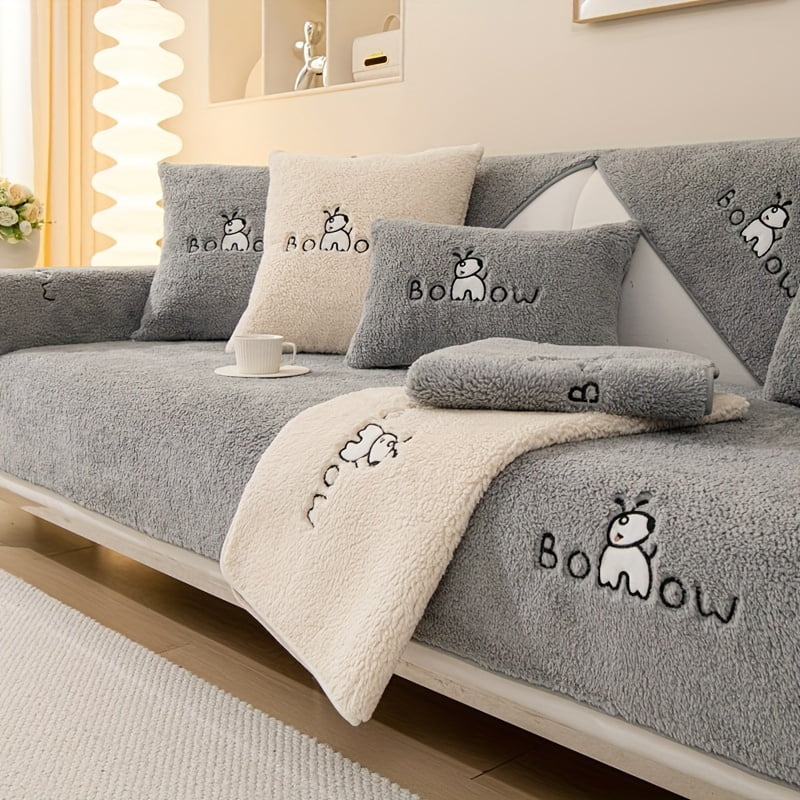 Elegant Sherpa Sofa Slipcover Plush, PetFriendly, NonSlip, Machine