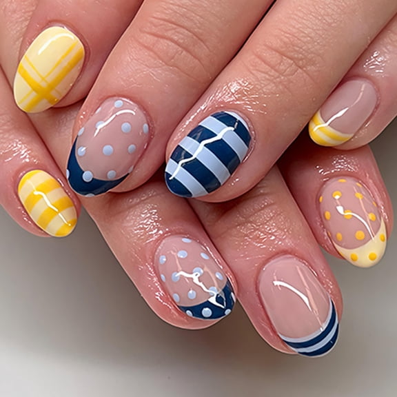 Elegant Short False Nails With Marine Theme 3D Gold Patterns Comfortable ABS Nails Perfect For Parties Event