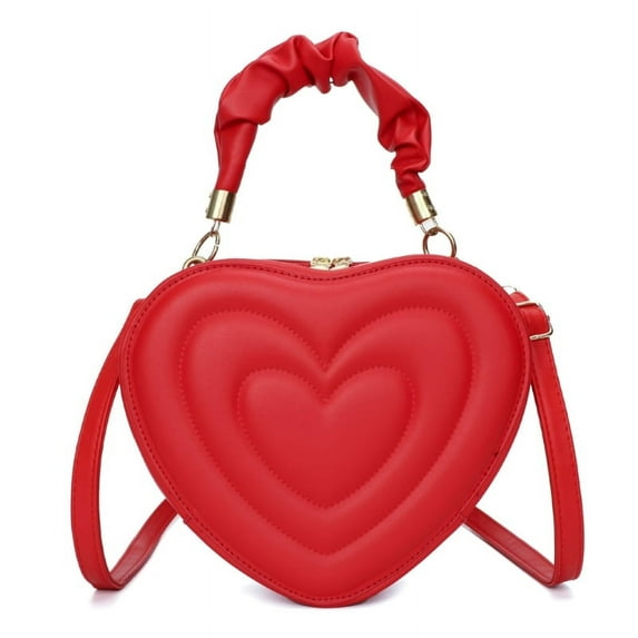 Elegant Shoulder Bag Heart Shape PU Leather Small Handbag with Crossbody Strap