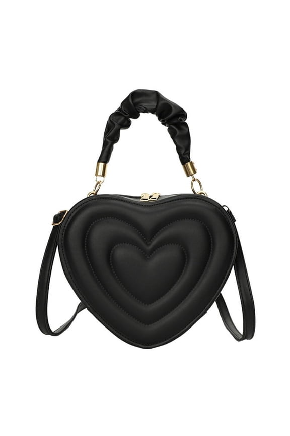 Elegant Shoulder Bag Heart Shape PU Leather Small Handbag with Crossbody Strap