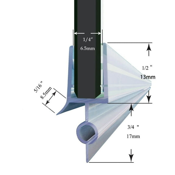 Elegant Shower Door Sweep Bottom Wipe Drip Waterproof Seal Strips 28" - fit for 6mm glass