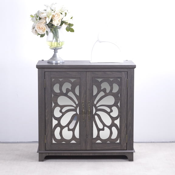 Elegant Sideboard with 2 Acrylic Mirrored Doors Sideboard and Buffet