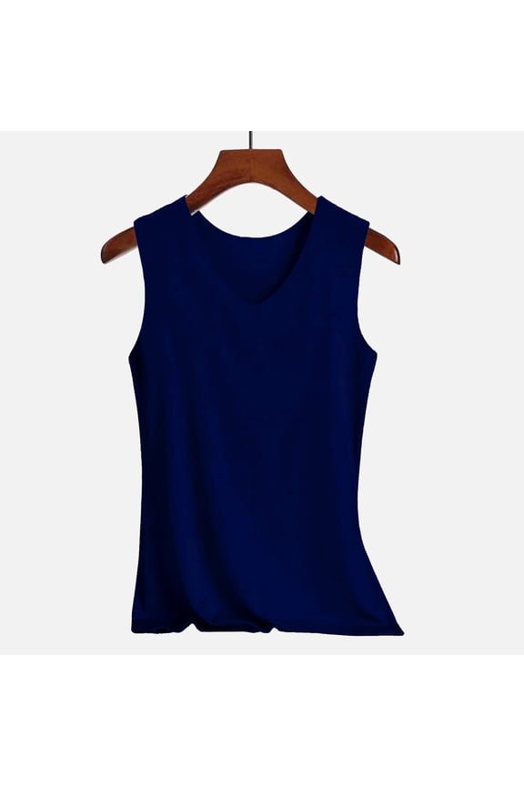 Elegant Silk Camisole for Women | V-Neck Sleeveless Tank Top for Home Casual Comfort | Breathable Stretchy Layering Piece Everyday Loungewear, XL, Navy
