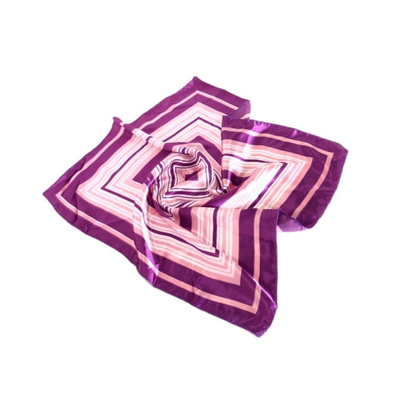 Elegant Silk Feel Wave & Square Design Satin Square Scarf