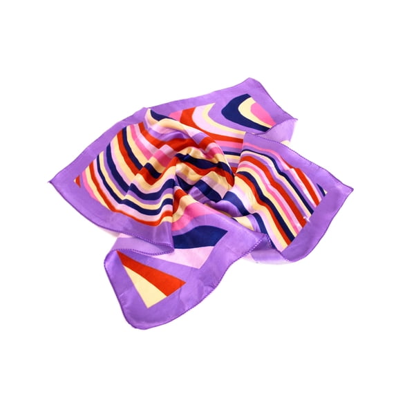 Elegant Silk Feel Wave & Square Design Satin Square Scarf