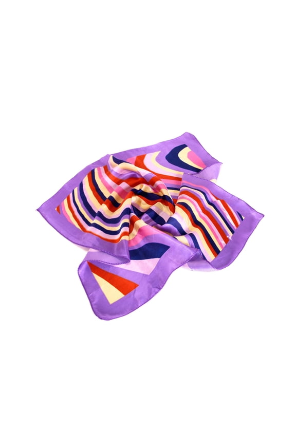 Elegant Silk Feel Wave & Square Design Satin Square Scarf