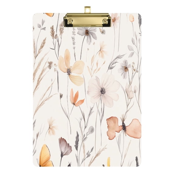 Elegant Silk Flowers 12.5x9in Clipboard, Durable Acrylic with Metal Clip and Wall Hook for Office or Classroom