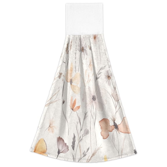 Elegant Silk Flowers 2 Pack 14''x18'' Hand Towels Soft Coral Fleece Quick Dry Hook and Loop for Kitchen Bathroom