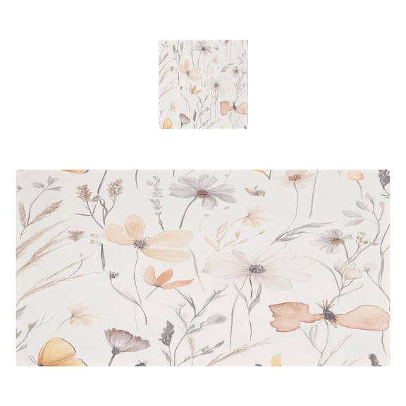 Elegant Silk Flowers 2 Piece Cotton Bath and Face Towel Set Soft and Absorbent, for Beach Pool Bathroom