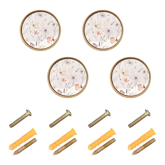 Elegant Silk Flowers Cabinet Furniture Knobs Drawer Metal Pulls 1.26in Acrylic Zinc Alloy Dual Screw Set