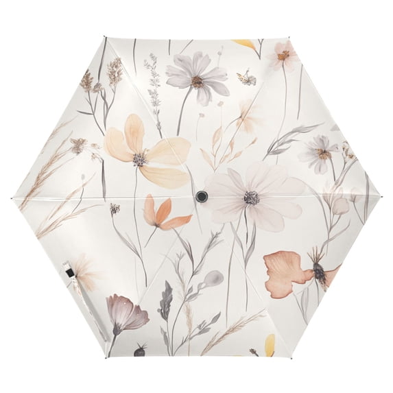 Elegant Silk Flowers Folding Umbrella UV50+ Waterproof Sun Protection Auto Open Close Compact Fiberglass Frame