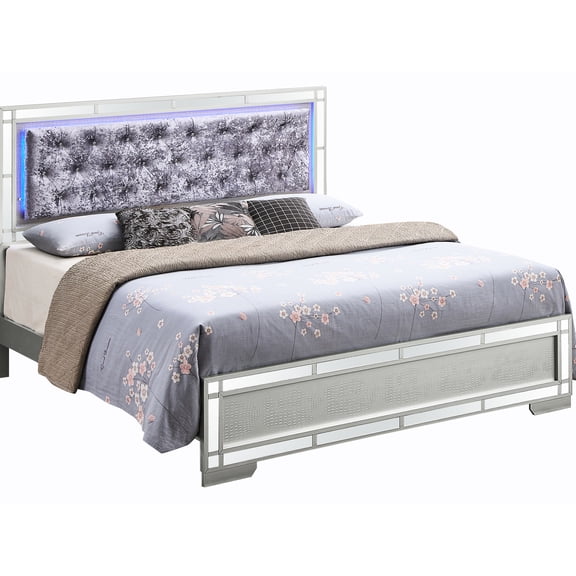 Elegant Silver Champagne Bed, 57" H X W 79" D, Spacious & Cozy, Build, Assembly Needed For Home Decor Stunning Height Width Depth, Construction, Relaxation,