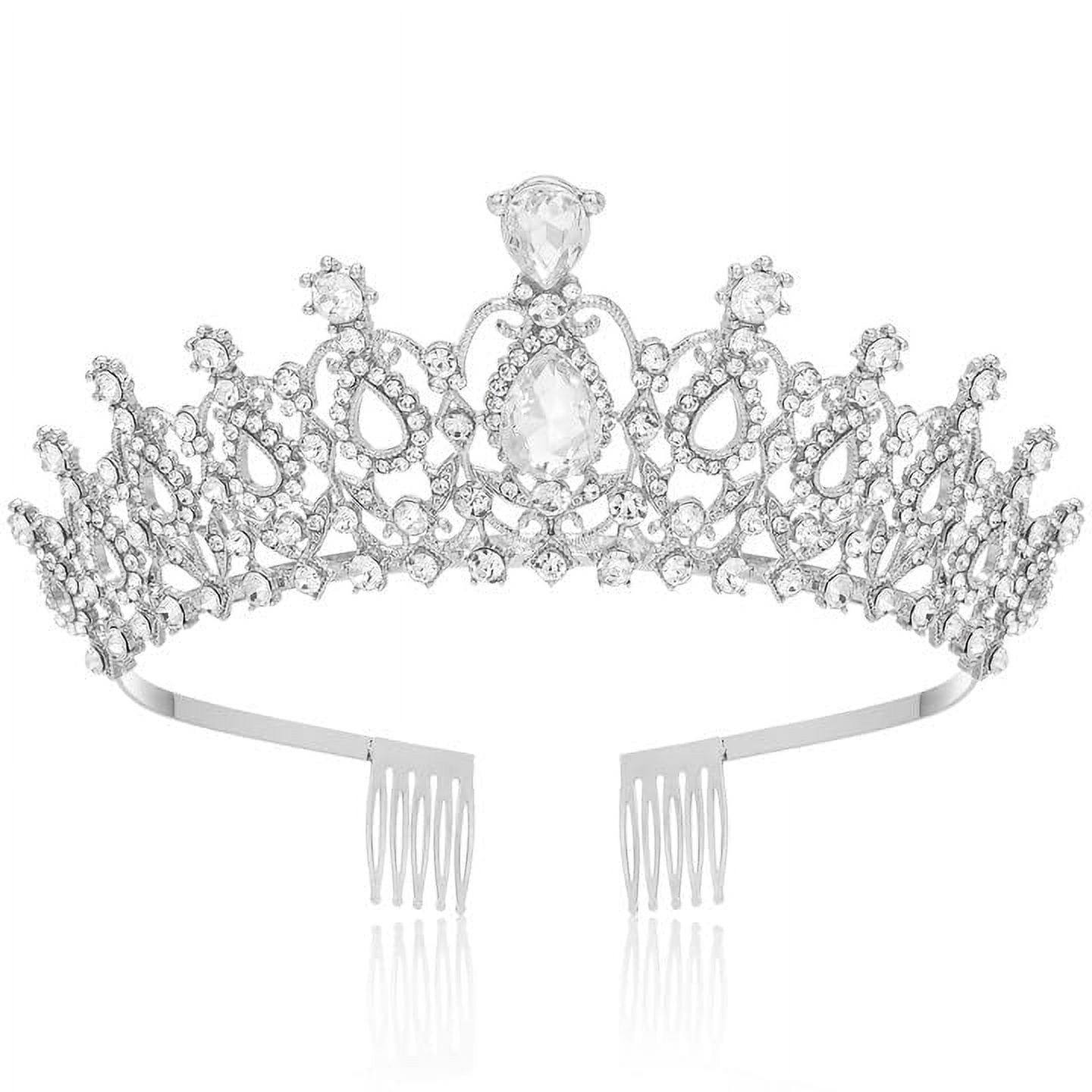 Elegant Silver Crystal Crowns and Tiaras with Comb for Girls  display picture 1