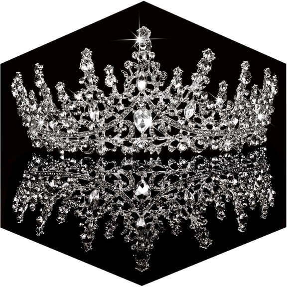 Elegant Silver Crystal Tiara Crown for Women Bridal Wedding, Prom, Quinceanera, Pageant Headpiece Accessory