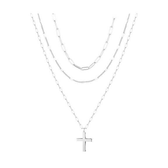 Elegant Silver Layered Necklace for Women with Pendant Collarbone Chain Jewelry for Her