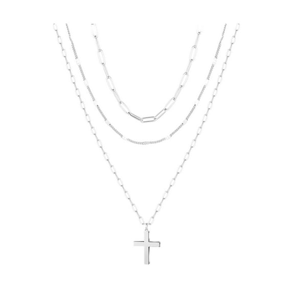 Elegant Silver Layered Pendant Necklace for Women Collarbone Chain Jewelry with Charm