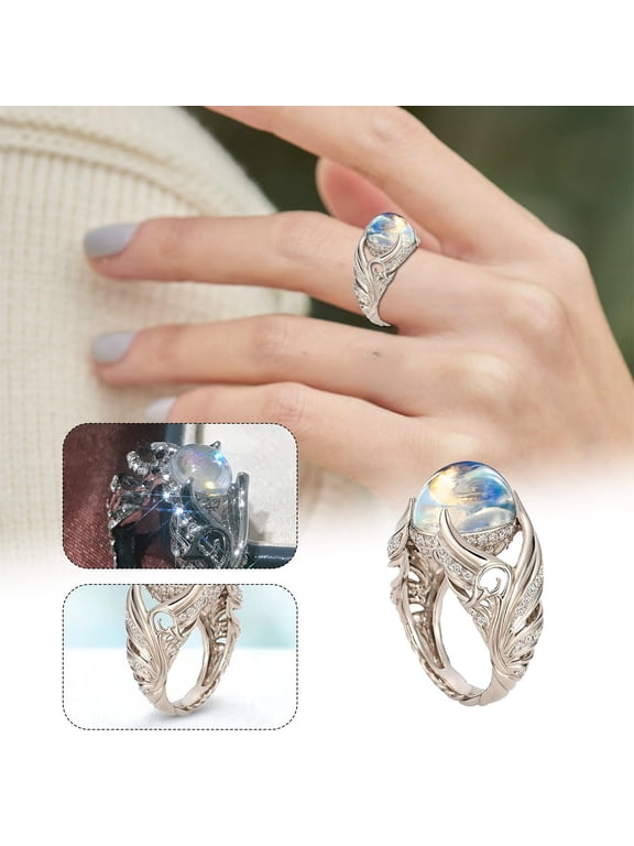 Elegant Silver Ring for Women Timeless Wedding Band Engagement Jewelry Accessory for Everyday Wear, 5.44 cm, Silver A